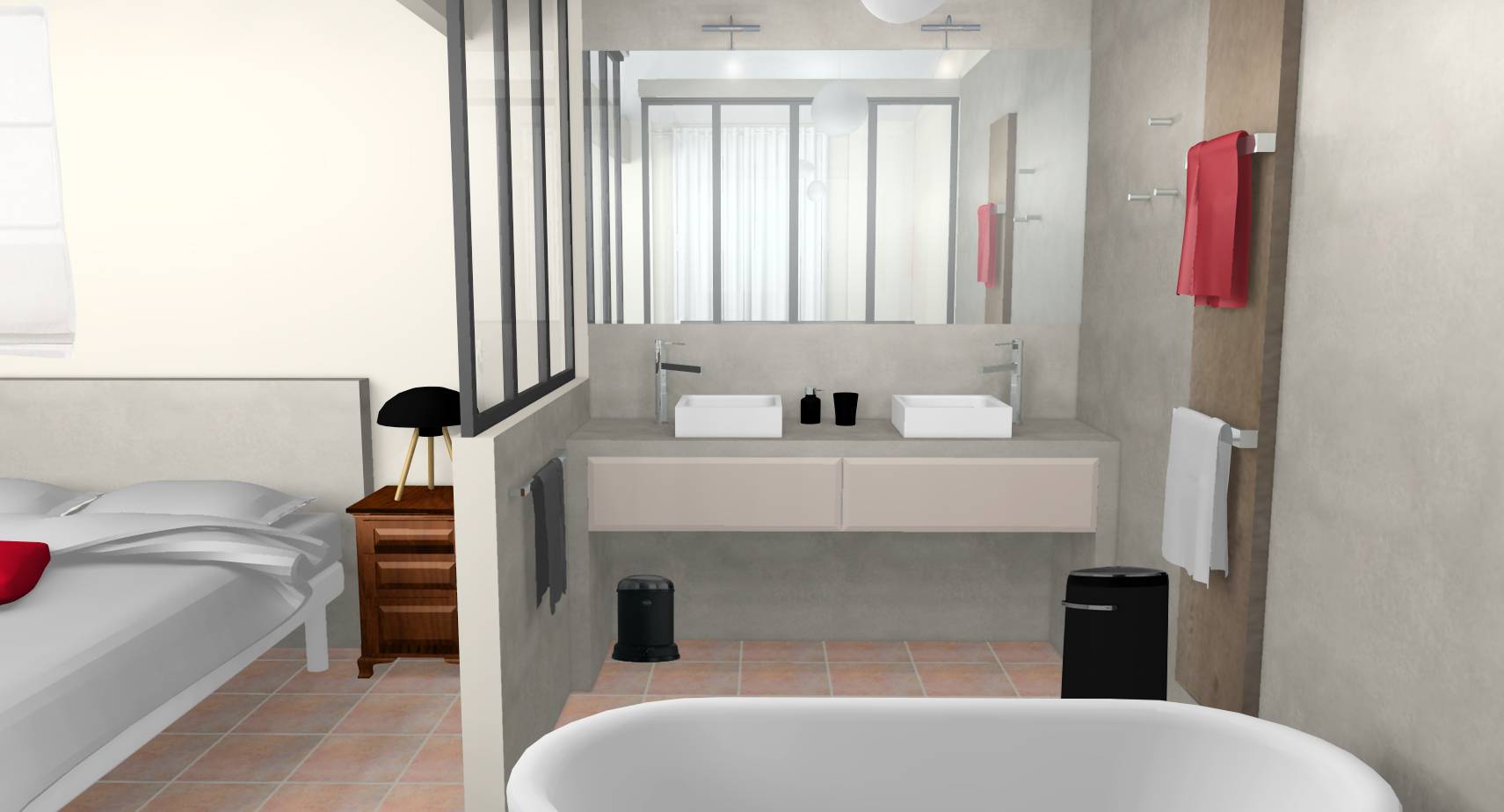 Décoration d'intérieur d'une suite espace salle de bain à linas ...
