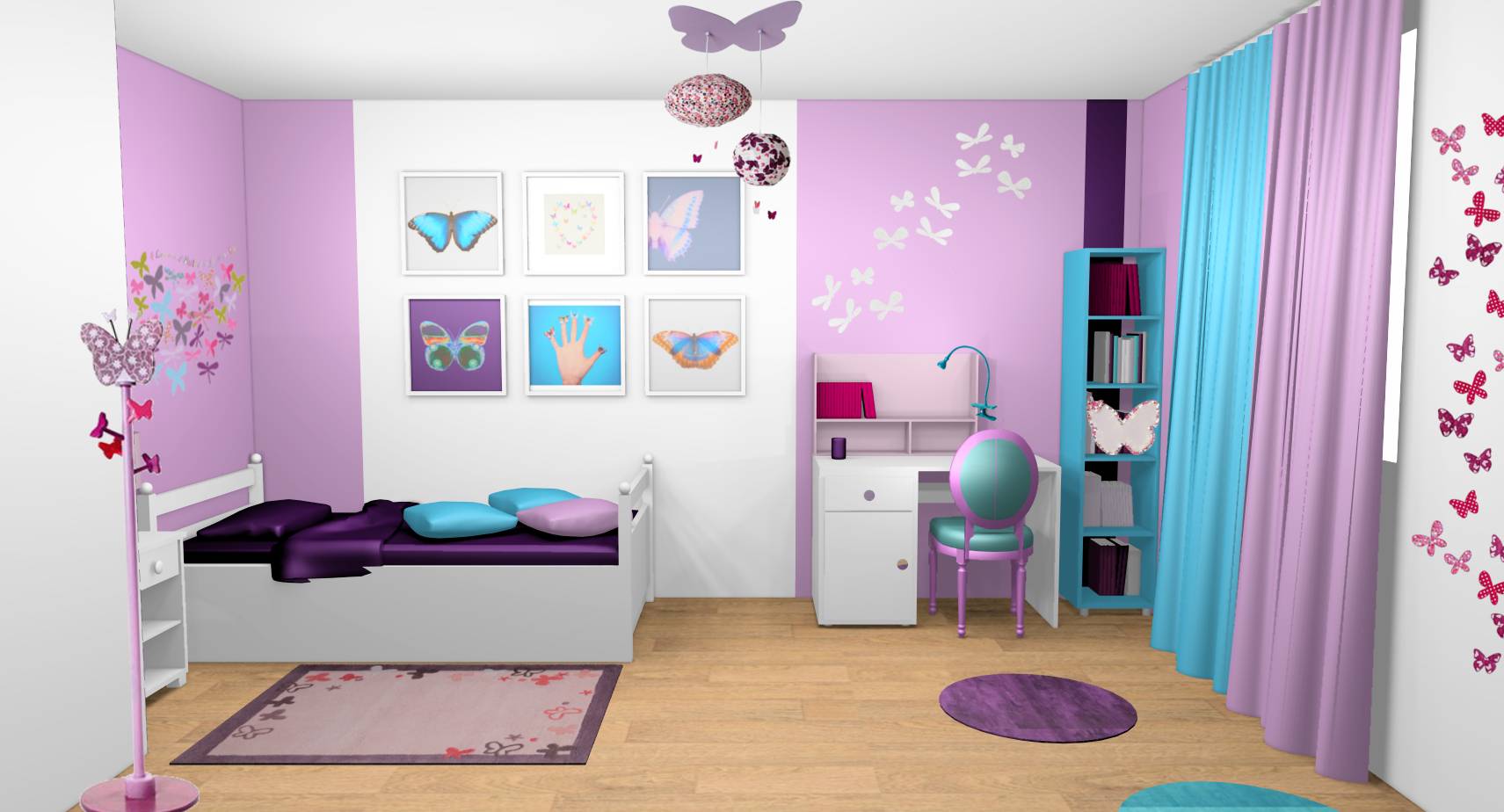 Décoration chambre fille violet
