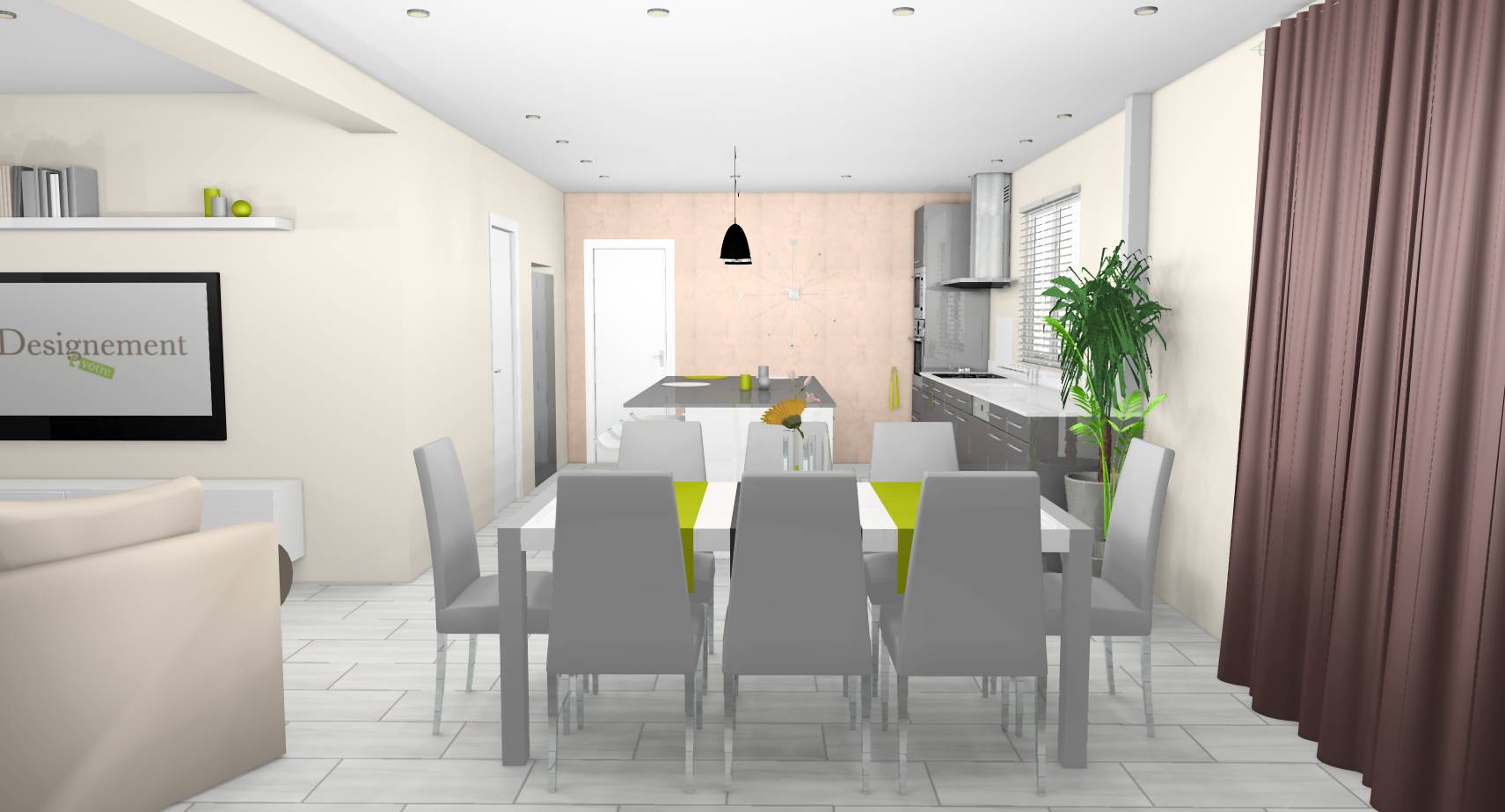 Salle à manger vert anis