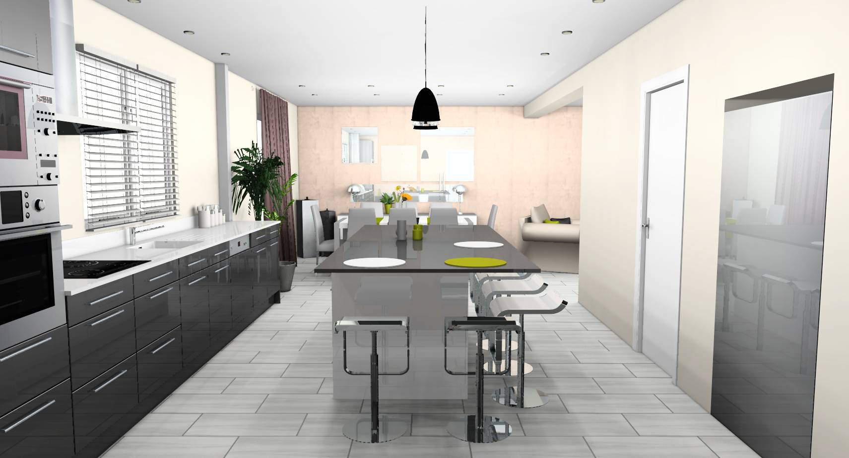 Cuisine ouverte sur salon salle à manger Côté Maison