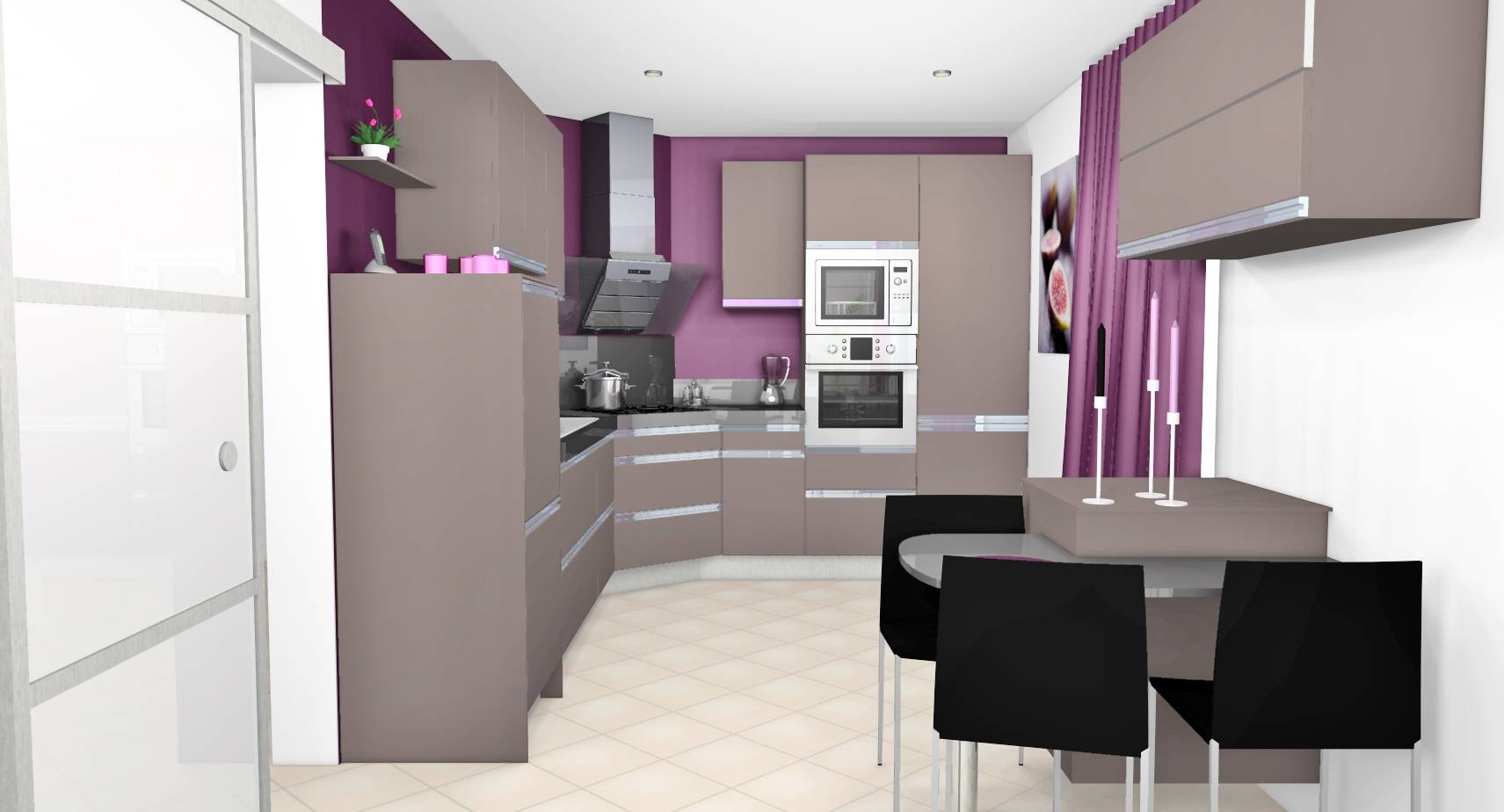 décoration cuisine prune